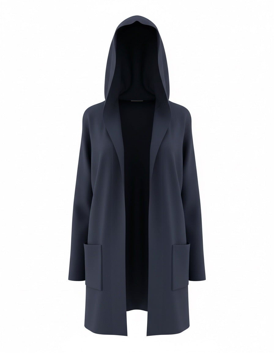 CARDIGAN BLEU MARINE AVEC CAPUCHE