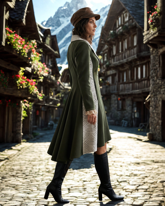 VESTE LONGUE ÉVASÉE VERTE