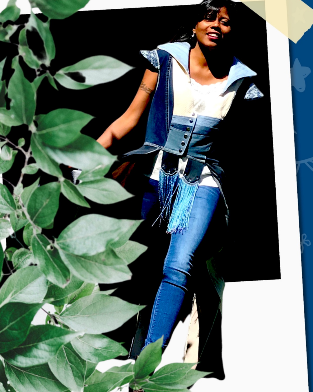 TOP-VEST JEANS MACRAME