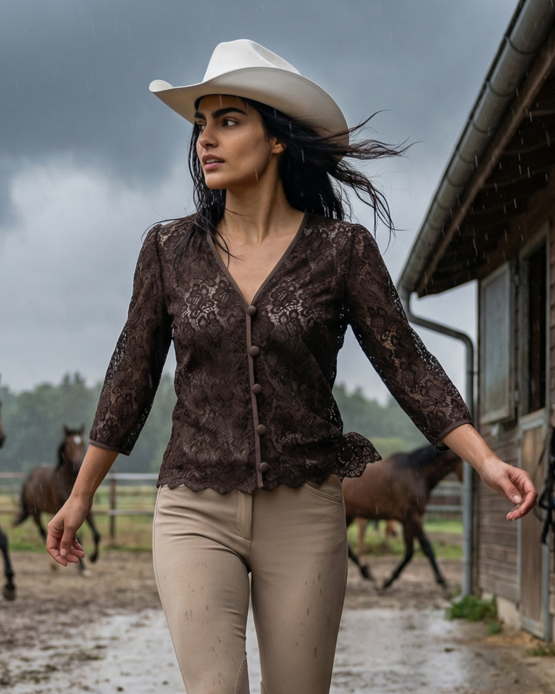 VESTE DI  PIZZO MARRONE 