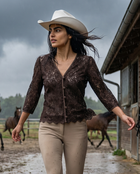 VESTE DI  PIZZO MARRONE 