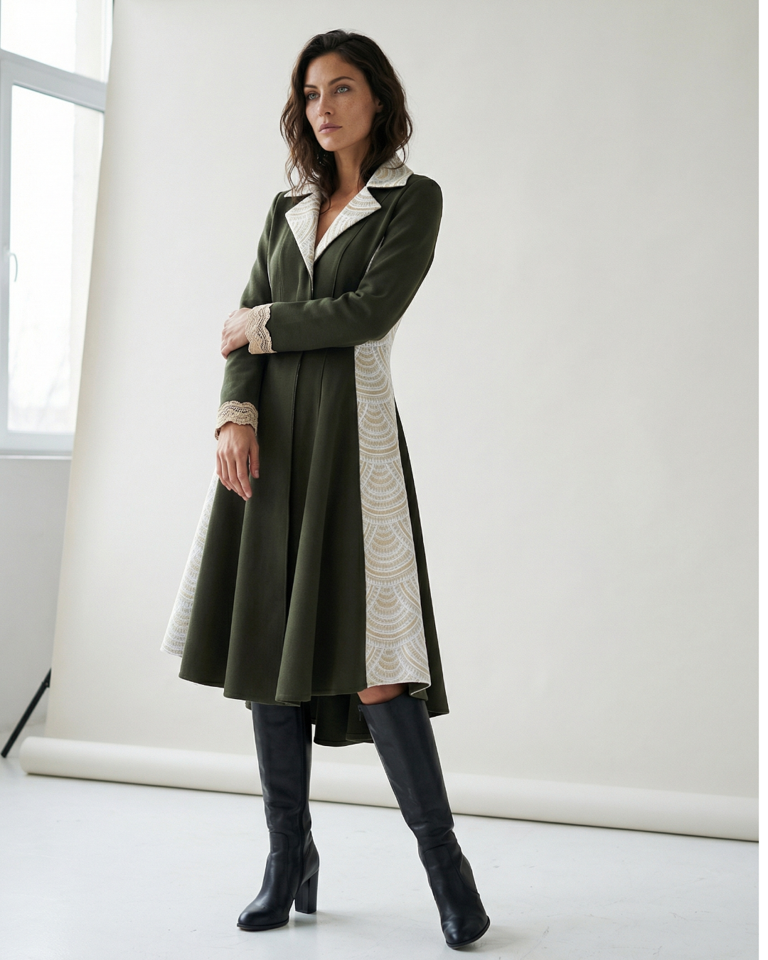 VESTE LONGUE ÉVASÉE VERTE