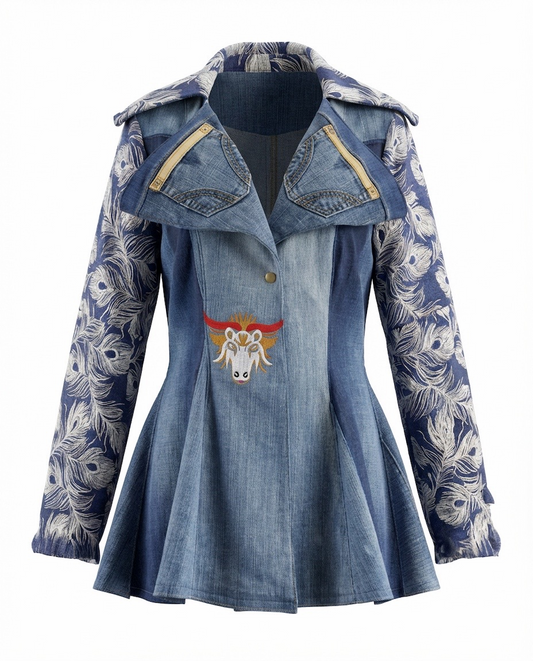 VESTE JEANS ÉVASÉE - PIÈCE UNIQUE