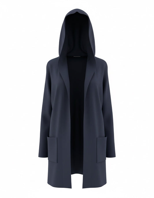 CARDIGAN BLEU MARINE AVEC CAPUCHE