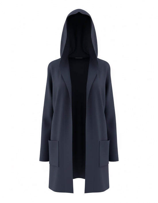 CARDIGAN BLEU MARINE AVEC CAPUCHE